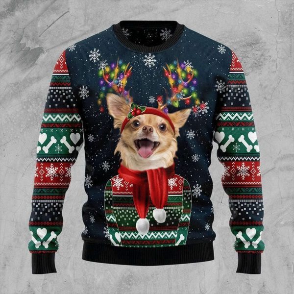 Chihuahua Christmas Ugly Sweater Cute Dog Graphic Christmas Gift Ideas For Dog Lovers