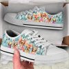 Chihuahua Dog Flowers Pattern Turquoise Low Top Shoes Canvas Sneakers