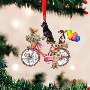 Chihuahua On Bicycle Christmas Ornament Cute…