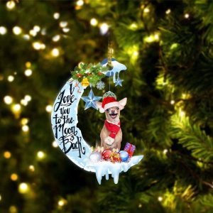Chihuahua Santa I Love You To The Moon And Back Ornament Dog Lovers Christmas Hanging Decor