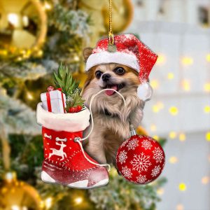 Chihuahua With Red Christmas Boot Ornament…