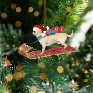 Chihuahua With Snowboard Christmas Ornament Funny…