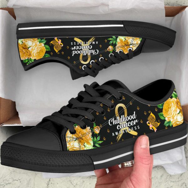 Childhood Cancer Shoes Awareness Hope Flower Low Top Shoes Canvas Shoes