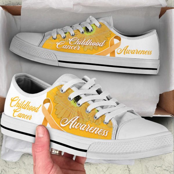 Childhood Cancer Shoes Awareness Ribbon Low Top Shoes Canvas Shoes