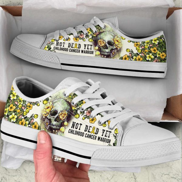 Childhood Cancer Shoes Rose Flowers Skull Low Top Shoes Canvas Shoes