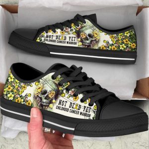 childhood cancer shoes rose flowers skull low top shoes canvas shoes best gift for men and women.jpeg
