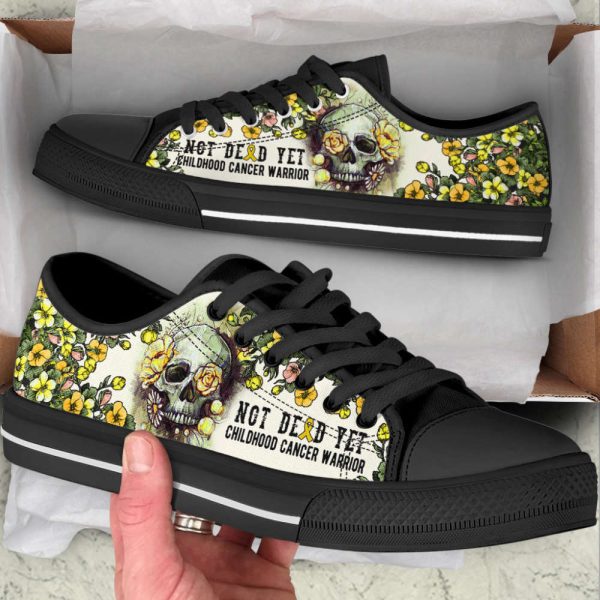 Childhood Cancer Shoes Rose Flowers Skull Low Top Shoes Canvas Shoes