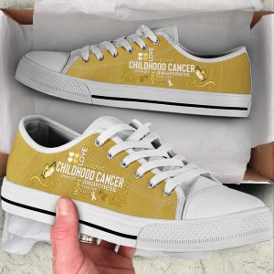 childhood cancer typography low top shoes canvas print fashionable lowtop casual shoes gift for adults 1.jpeg