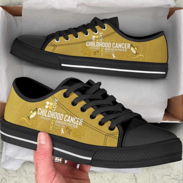 Childhood Cancer Typography Low Top Shoes – Fashionable Canvas Print