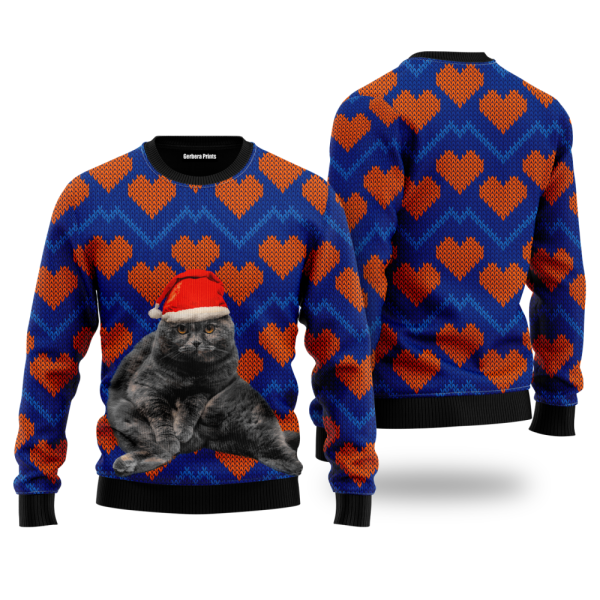 Christmas Black Cat In Heart Love Ugly Christmas Sweater For Men & Women