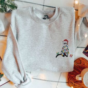 christmas cat ghost embroidery sweatshirt spooky xmas cat crewneck meowy christmas sweater funny catmas pullover for cat lovers gift 2.jpeg