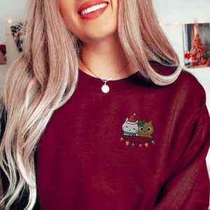 christmas cat sweatshirt embroidered 2 peeping cats in xmas joy pullover meowy christmas sweater cute kitty crewneck gift for cat lovers 2.jpeg