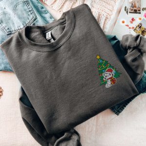 christmas cat sweatshirt embroidered cute kitten waiting for xmas next to christmas tree crewneck meowy christmas sweater for cat lovers 1.jpeg