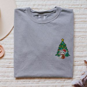 Christmas Cat Sweatshirt Embroidered, Kitten Waiting…