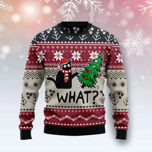 Christmas Cat What Christmas Ugly Sweater,…