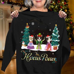 Christmas Cats Hocus Pocus Sweatshirt Merry Christmas Humor Clothing Gifts For Cat Lovers