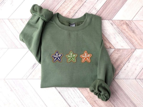 Christmas Cookie Embroidered Sweatshirt 2D Crewneck Sweatshirt For Men And Women