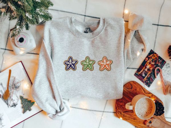 Christmas Cookie Embroidered Sweatshirt 2D Crewneck Sweatshirt For Men And Women