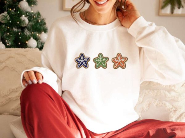 Christmas Cookie Embroidered Sweatshirt 2D Crewneck Sweatshirt For Men And Women