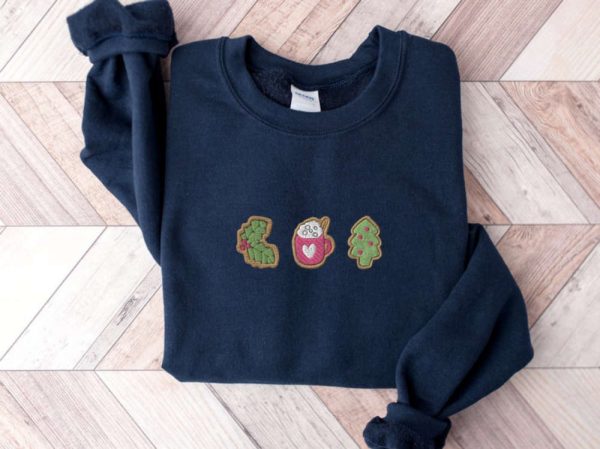 Christmas Cookie Embroidered Sweatshirt 2D Crewneck Sweatshirt For Men And Women