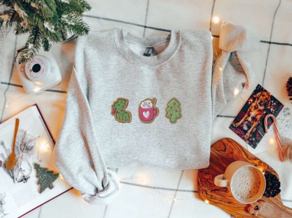 Christmas Cookie Embroidered Sweatshirt 2D Crewneck Sweatshirt For Men And Women