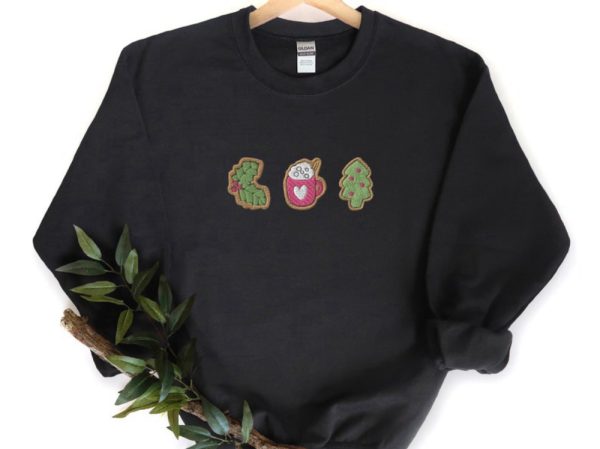 Christmas Cookie Embroidered Sweatshirt 2D Crewneck Sweatshirt For Men And Women