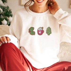 Christmas Cookie Embroidered Sweatshirt 2D Crewneck…