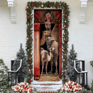 Christmas Door Cover Happy Family Camel…