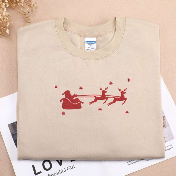 Christmas Embroidered Sweatshirt 2D Crewneck Sweatshirt For Men And Women