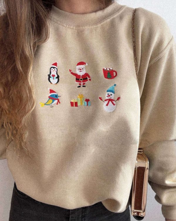 Christmas Embroidered Sweatshirt 2D Crewneck Sweatshirt For Men And Women