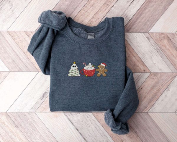 Christmas Embroidered  Sweatshirt 2D Crewneck Sweatshirt For Family