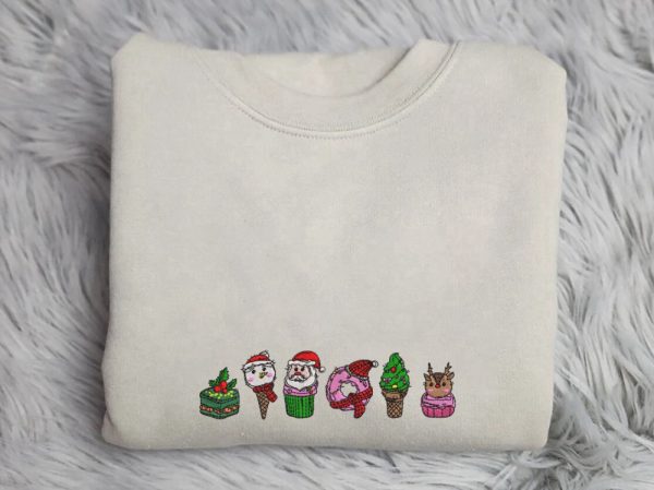 Christmas Funny Embroidery Sweatshirt 2D Crewneck Sweatshirt Gift For Family