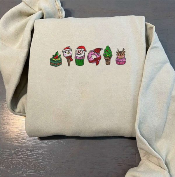 Christmas Funny Embroidery Sweatshirt 2D Crewneck Sweatshirt Gift For Family