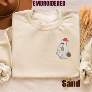 Christmas Ghost Embroidered Sweatshirt 2D Crewneck…