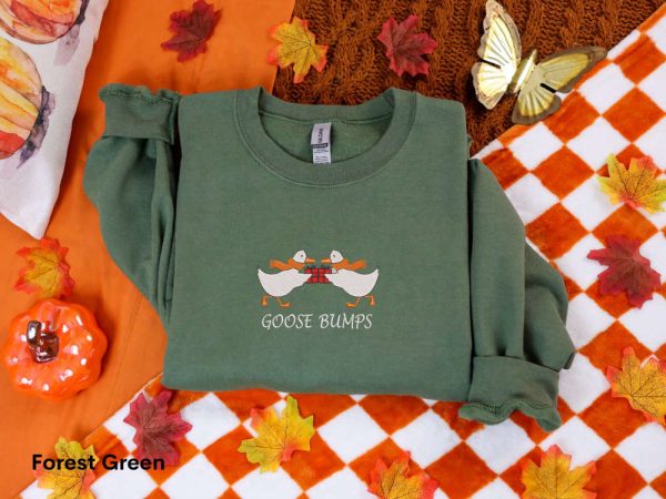 Christmas Goose Bumps Embroidery Sweatshirt, Goose Bumps Sweatshirts For Family