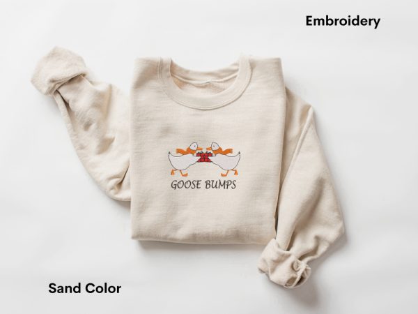 Christmas Goose Bumps Embroidery Sweatshirt, Goose Bumps Sweatshirts For Family