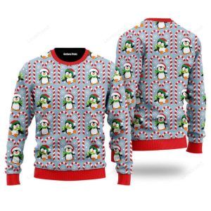 Festive Christmas Penguin Ugly Sweater Men…