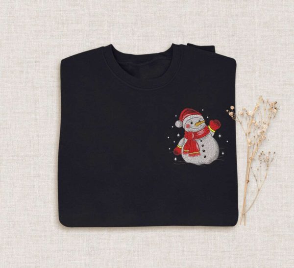 Christmas Snowman Embroidered Sweatshirt 2D Crewneck Sweatshirt For Men Women