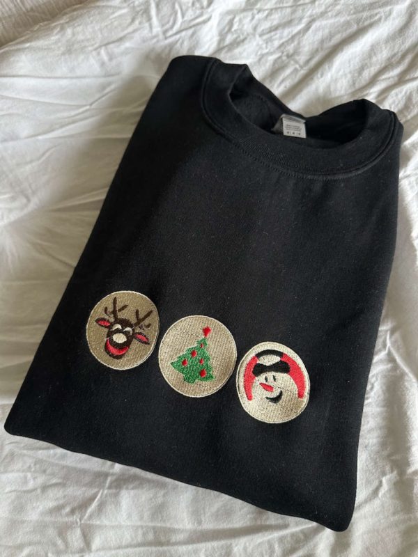 Christmas Sugar Cookie Embroidered Sweatshirt 2D Crewneck Sweatshirt For Men And Women