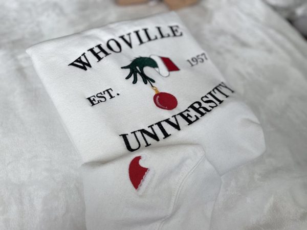 Christmas Whoville University Embroidered Sweatshirt 2D Crewneck Sweatshirt For Christmas