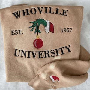 Christmas Whoville University Embroidered Sweatshirt 2D…