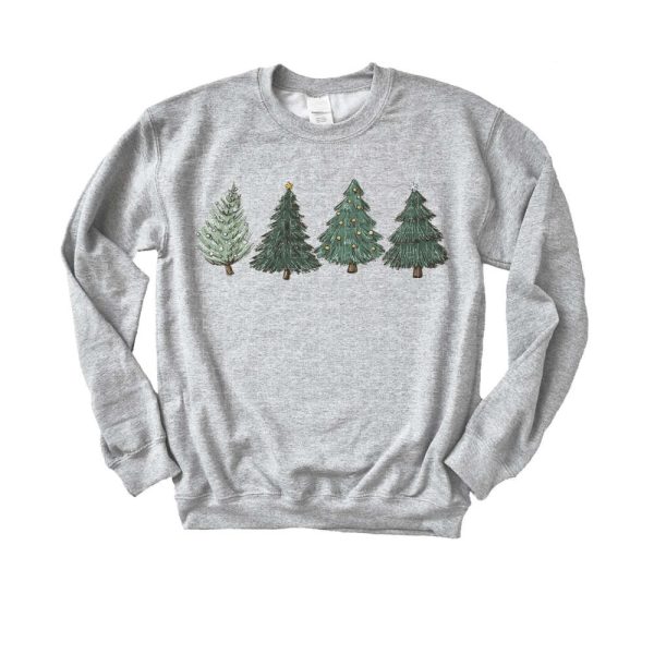 Embroidered Christmas Sweatshirt, Christmas Crewneck Pullover Christmas Tree Holiday Sweaters