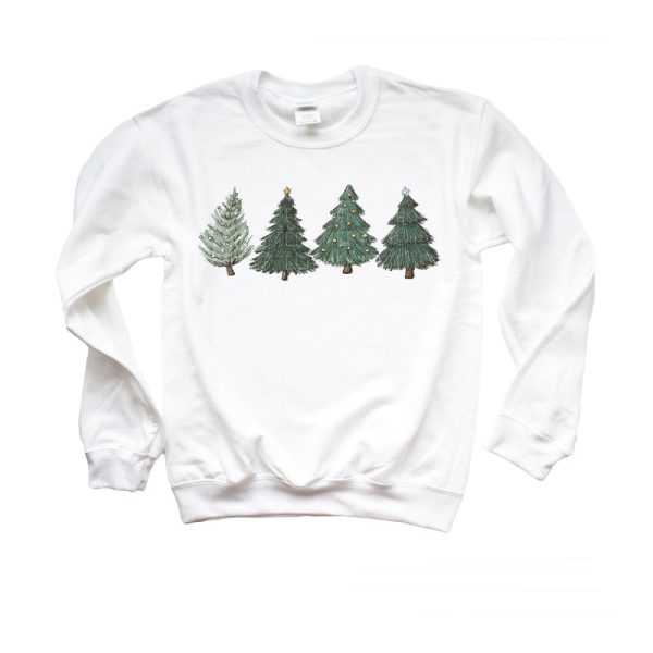 Embroidered Christmas Sweatshirt, Christmas Crewneck Pullover Christmas Tree Holiday Sweaters