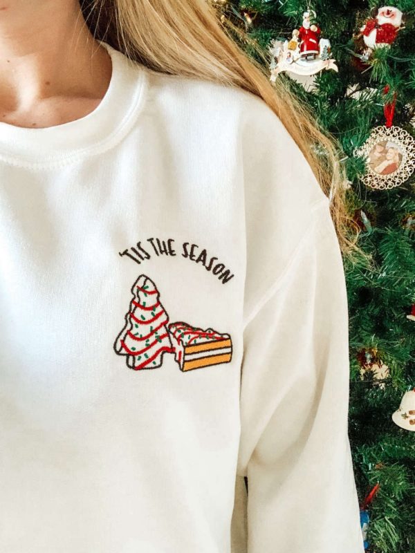 Christmas Tree Cake Embroidered  Sweatshirt 2D Crewneck Sweatshirt For Men And Women