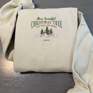 Christmas Tree Embroidery Sweatshirt, Embroidery Crewneck…