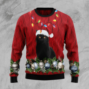 Cityparks Ugly Sweater Black Cat Christmas…