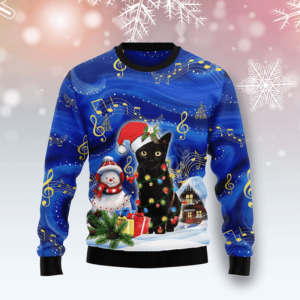 Cityparks Ugly Sweater Black Cat Christmas…