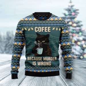 Coffee Cat Ugly Christmas Sweater, For…