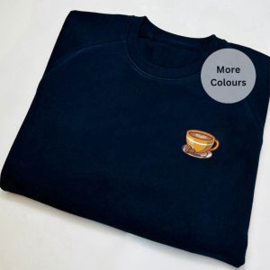 Coffee Embroidered Sweatshirt 2D Crewneck Sweatshirt…