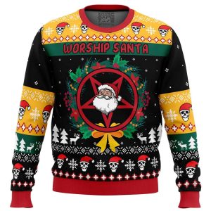 Comfimerch Worship Santa Ugly Christmas Sweater,…